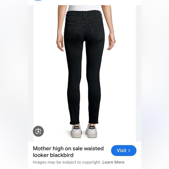 MOTHER HIGH WAISTED LOOKER IN BLACKBIRD HI RISE SKINNY FULL LENGTH DARK WASH - Picture 12 of 16